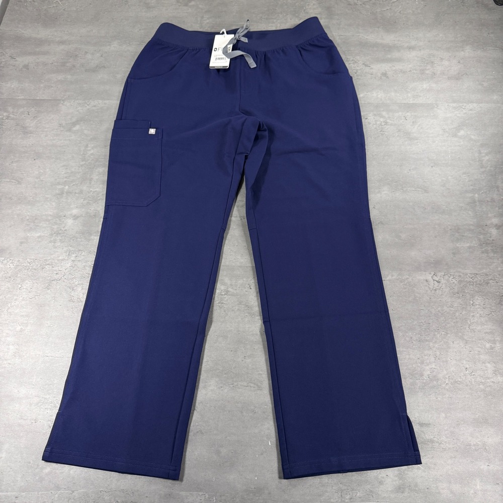 FIGS Scrub Pants Womens Medium Petite Kade Cargo Navy Blue Nurse NEW High Waist